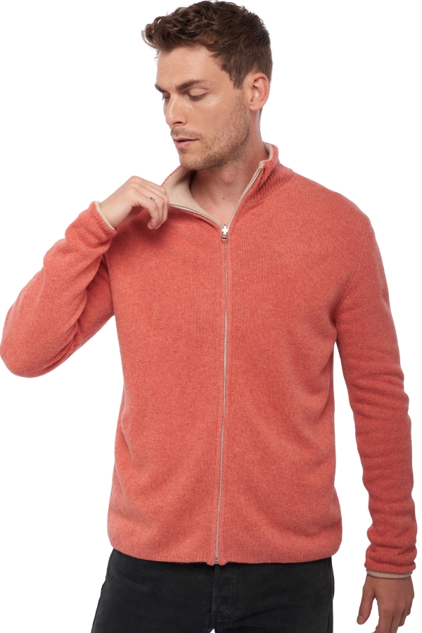 Cashmere & Yak men chunky sweater vincent tender peach natural beige xs